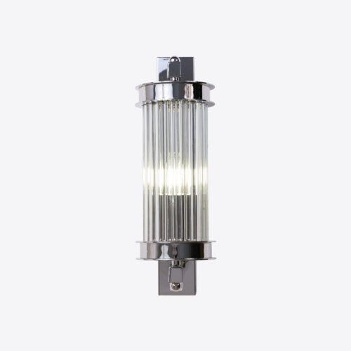 wall light with small clear glass rods and nickel finish