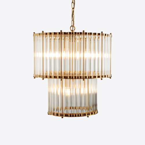 Double Monza - double clear glass chandelier with a nod to Art Deco