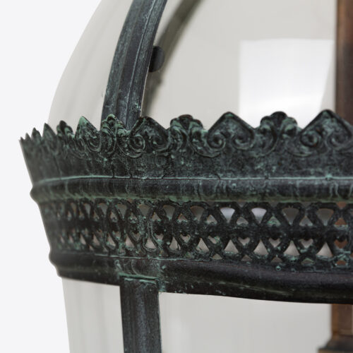 large verdigris bronze hanging lantern