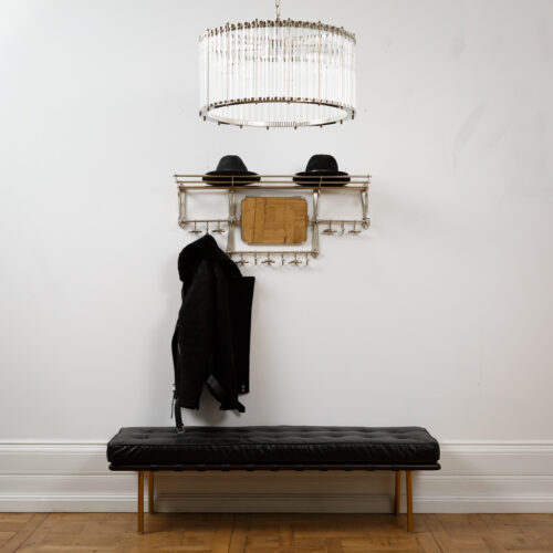 drum chandelier with a nickel finish and clear glass tubes