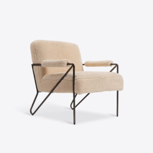 cream lambs wool modernist armchair