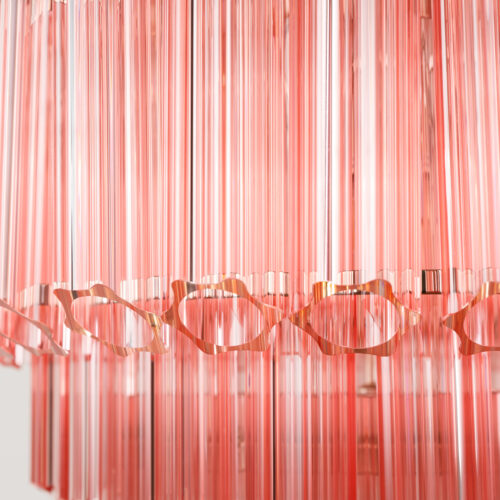 Pink Palermo Chandelier - Pure White Lines - pink tiered vintage Murano 70's inspired chandelier