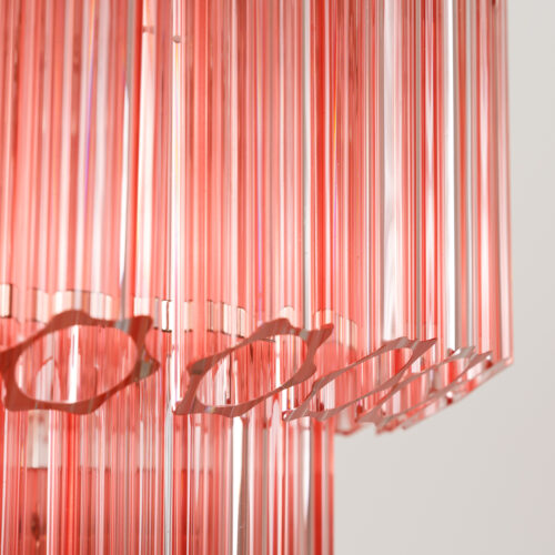 Pink Palermo Chandelier - Pure White Lines - pink tiered vintage Murano 70's inspired chandelier