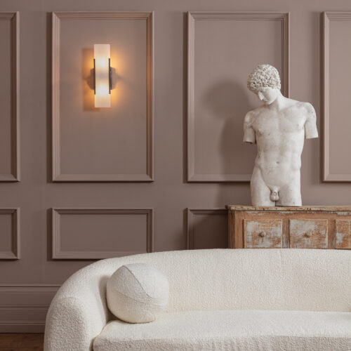 Mosman alabaster rectangular wall sconce light