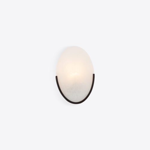 Mosman alabaster wall sconce light in a semi oval