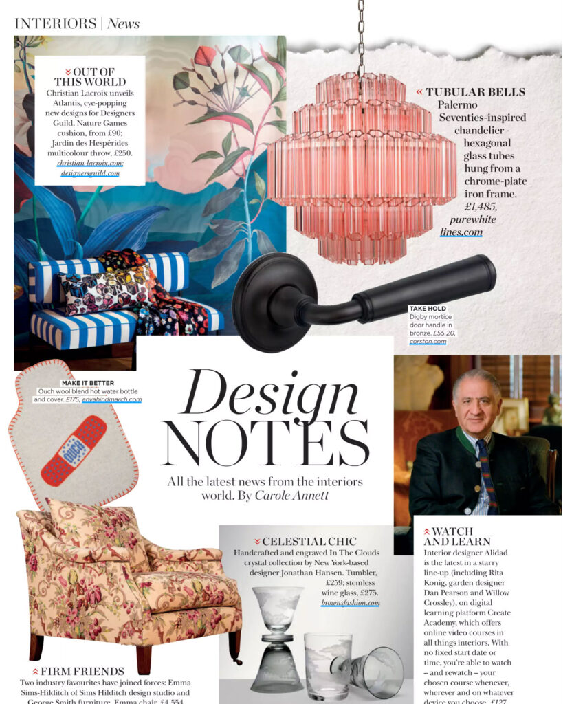 Lustre Palermo rose dans Country & Townhouse Jan February 2022