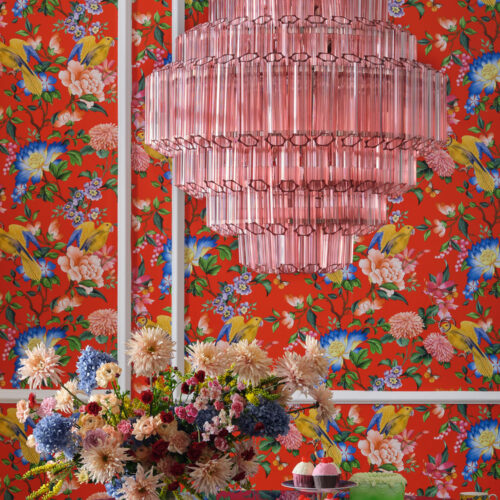 pink chandeliers for the Wedgewood by Clarke and Clarke collection