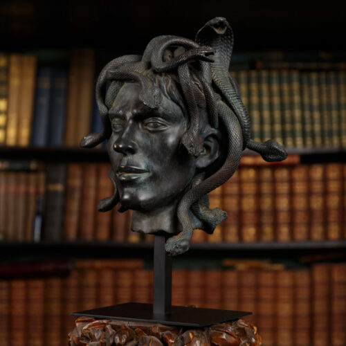 bronze effect male medusa bust