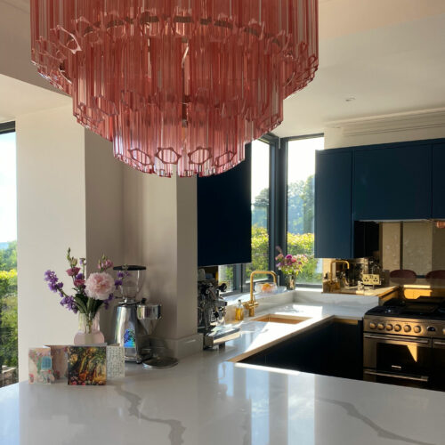 pink Palermo chandelier at Cragmoor house