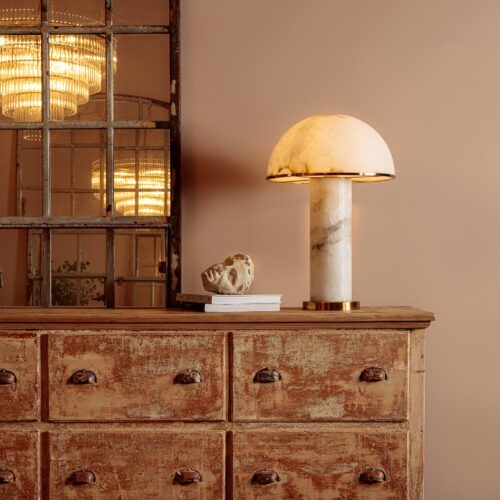 alabaster mushroom table lamp