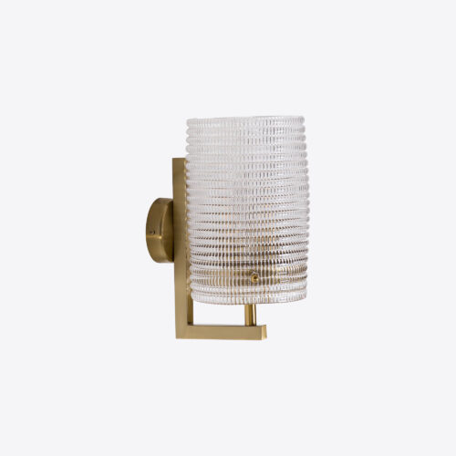 waffle glass and brass wall light vintage sconce