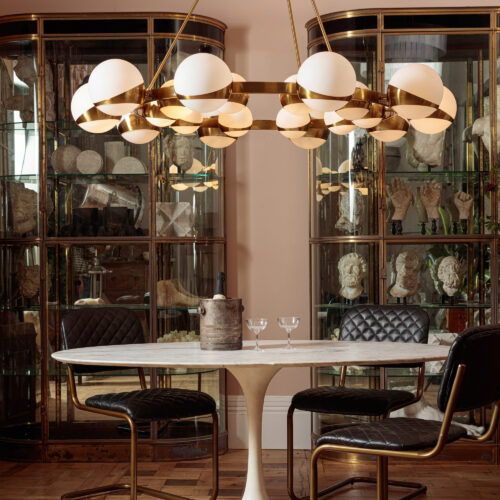 Lucca sputnik ring chandelier with glass globes