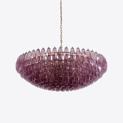 lilac purple tiered chandelier in style of Murano glass