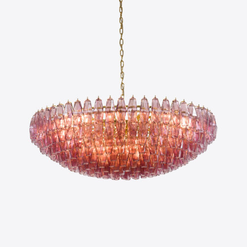 lilac purple tiered chandelier in style of Murano glass