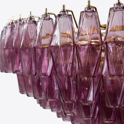 lilac purple tiered chandelier in style of Murano glass