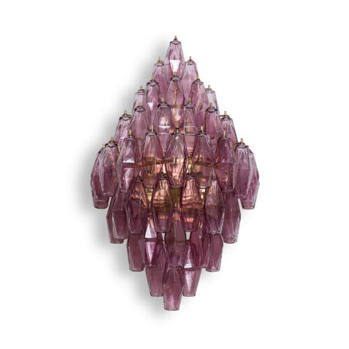 murano style tiered wall light in lilac purple glass