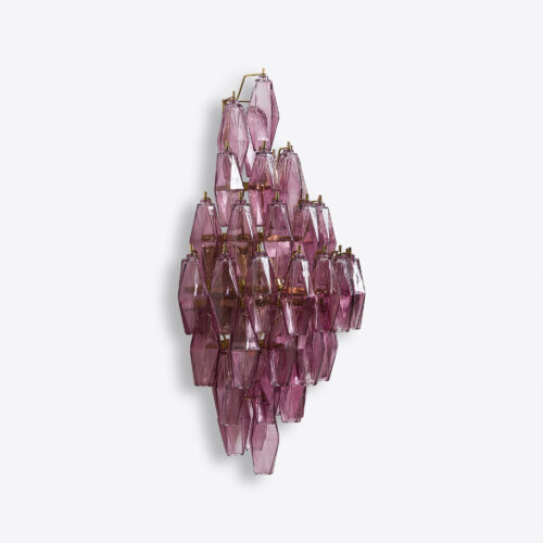 murano style tiered wall light in lilac purple glass