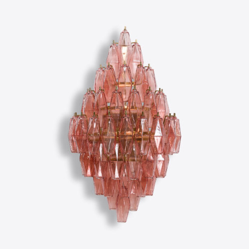 murano style tiered wall light in pink glass