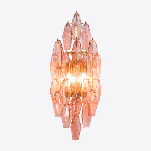 vintage Murano style pink wall light with coloured glass