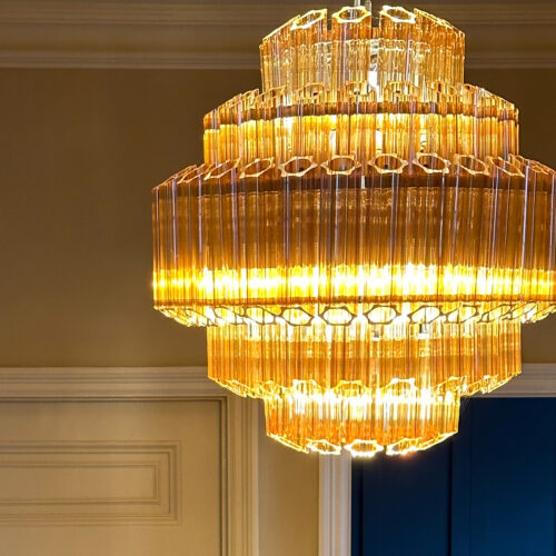 tiered amber chandelier