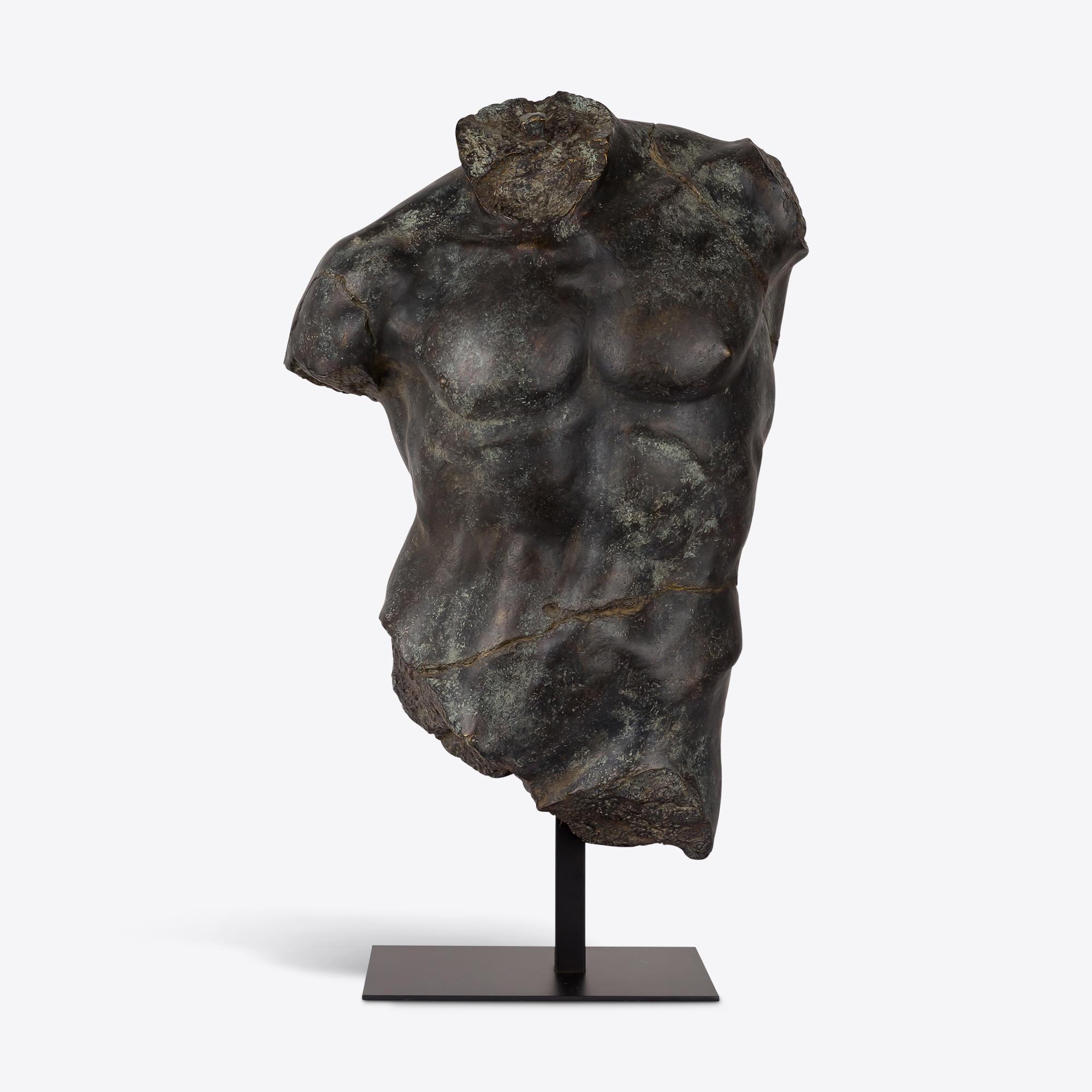 bronze male torso sculpture statue