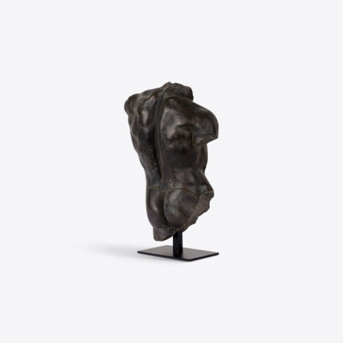 small bronze male torso sculpture statue