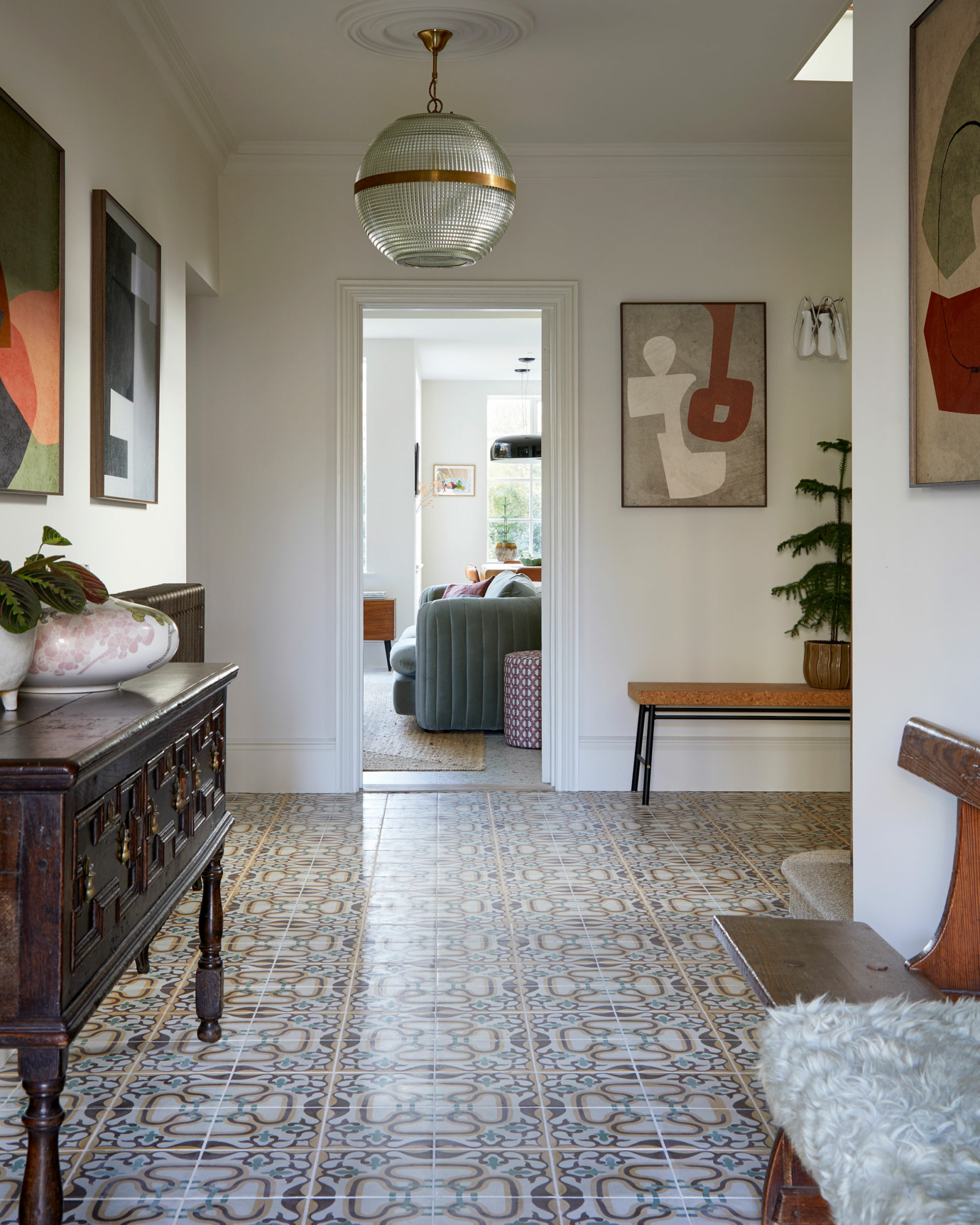 Suspension Holophane vintage - Fiona Duke Interiors