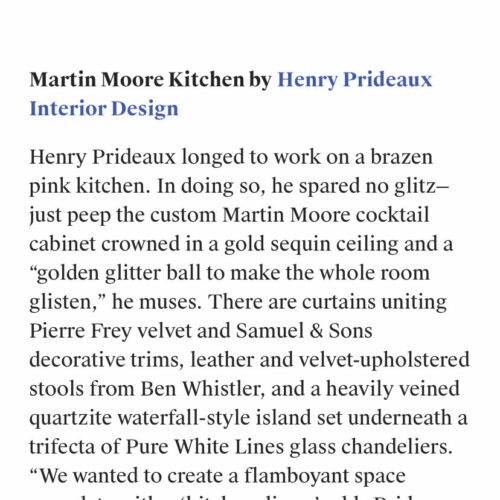 WOW!house Martin Moore kitchen by Henry Prideaux interior design as seen in ADPro June 2023 - Pure White Lines Sorrento chandeliers