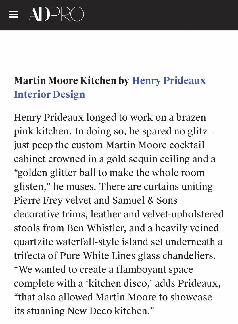 WOW!house Martin Moore Küche von Henry Prideaux Innenarchitektur wie in ADPro Juni 2023 - Pure White Lines Sorrento Kronleuchter
