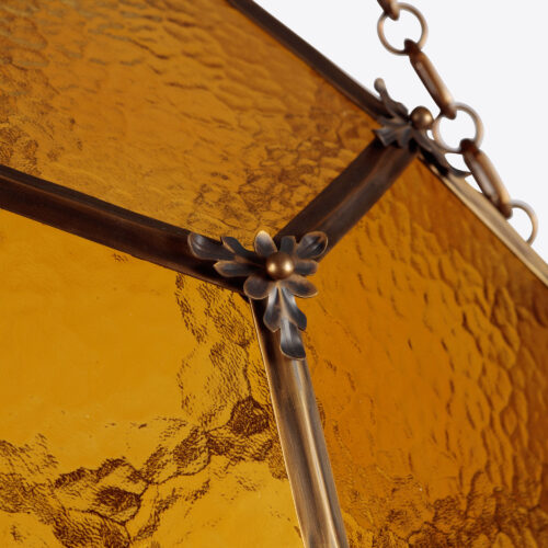 large geometric hanging lantern with amber glass - Parnham Park