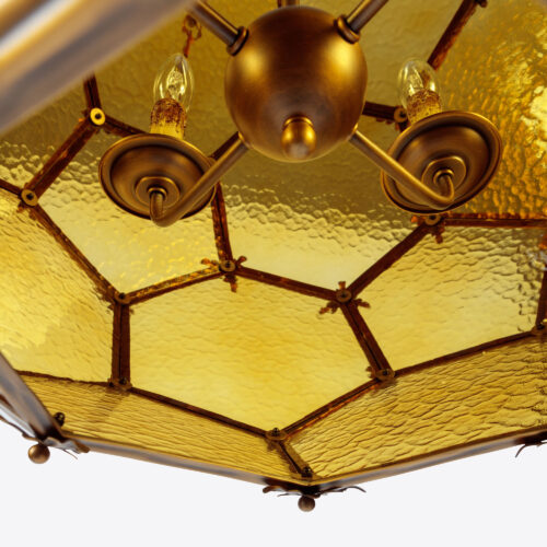 large geometric hanging lantern with amber glass - Parnham Park