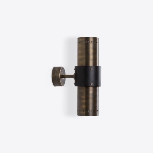 brass tubular wall light in mid-century brutalist style