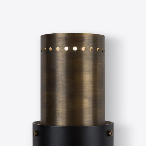 brass tubular wall light in mid-century brutalist style