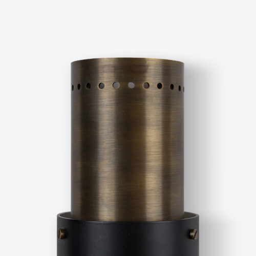 brass tubular wall light in mid-century brutalist style