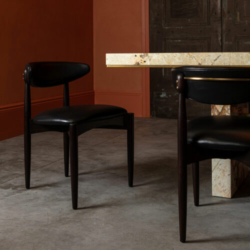 Copenhagen black leather dining chair in mid-century style