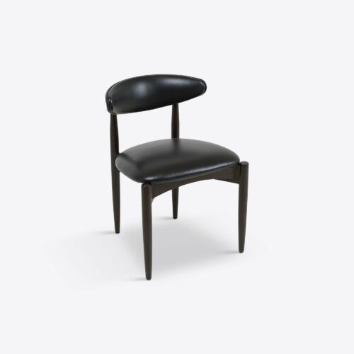 Copenhagen black leather dining chair in mid-century style