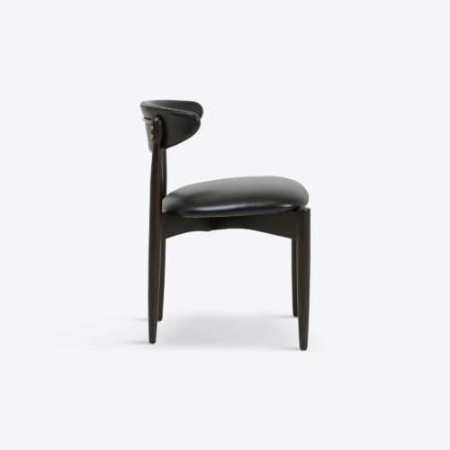 Copenhagen black leather dining chair in mid-century style