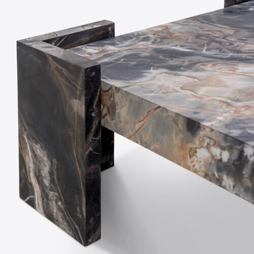 Harper black marble square coffee table