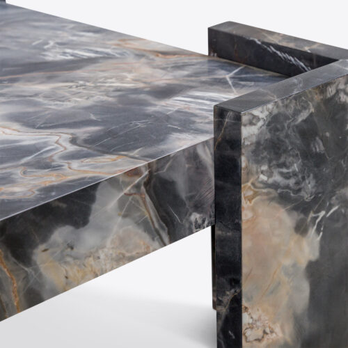 Harper black marble square coffee table