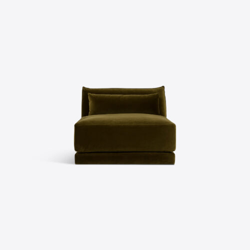 Milano sectional sofa 70's style moss green velvet