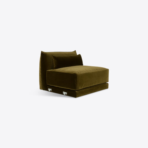 Milano sectional sofa 70's style moss green velvet