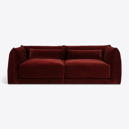 red brick velvet Milano sectional sofa 70's style