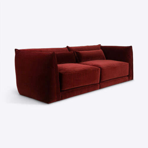 red brick velvet Milano sectional sofa 70's style