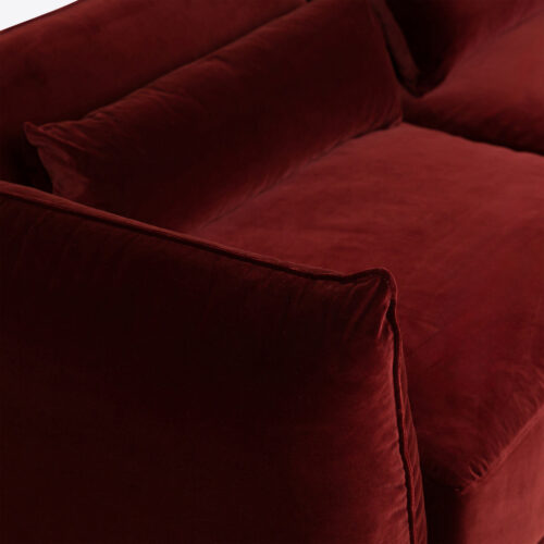 red brick velvet Milano sectional sofa 70's style