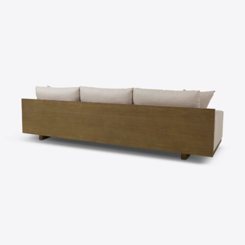 Bondi three seater sofa in linen with wooden back panel