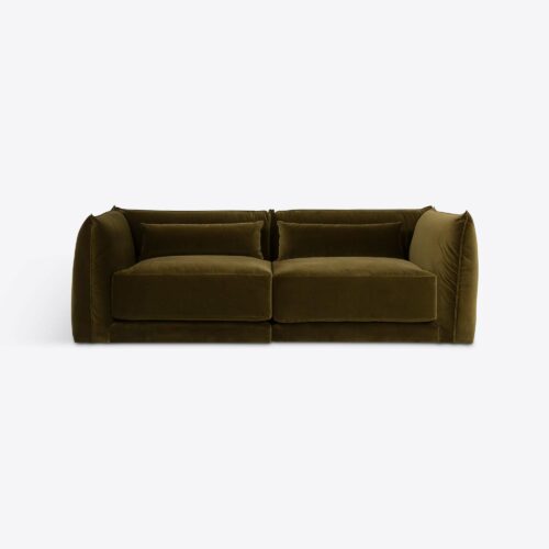 Milano sectional sofa 70's style moss green velvet