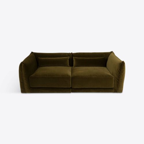 Milano sectional sofa 70's style moss green velvet