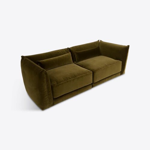 Milano sectional sofa 70's style moss green velvet