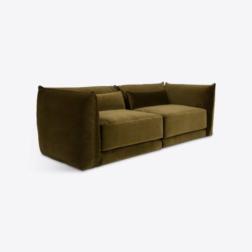 Milano sectional sofa 70's style moss green velvet