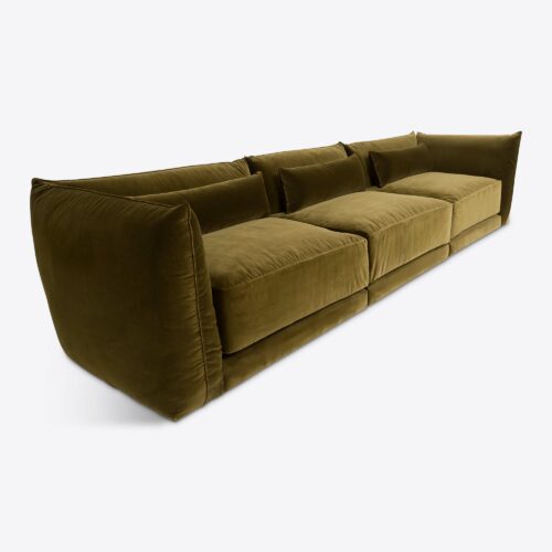 Milano sectional sofa 70's style moss green velvet